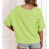 imageCicy Bell Womens Oversized Crop TShirts Summer V Neck Short Sleeve Tops Casual Loose Fit Curved Hem Boxy Tee ShirtFluorescent Green