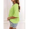 imageCicy Bell Womens Oversized Crop TShirts Summer V Neck Short Sleeve Tops Casual Loose Fit Curved Hem Boxy Tee ShirtFluorescent Green
