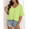imageCicy Bell Womens Oversized Crop TShirts Summer V Neck Short Sleeve Tops Casual Loose Fit Curved Hem Boxy Tee ShirtFluorescent Green