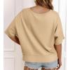 imageCicy Bell Womens Oversized Crop TShirts Summer V Neck Short Sleeve Tops Casual Loose Fit Curved Hem Boxy Tee ShirtKhaki