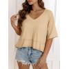 imageCicy Bell Womens Oversized Crop TShirts Summer V Neck Short Sleeve Tops Casual Loose Fit Curved Hem Boxy Tee ShirtKhaki
