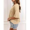 imageCicy Bell Womens Oversized Crop TShirts Summer V Neck Short Sleeve Tops Casual Loose Fit Curved Hem Boxy Tee ShirtKhaki
