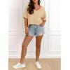 imageCicy Bell Womens Oversized Crop TShirts Summer V Neck Short Sleeve Tops Casual Loose Fit Curved Hem Boxy Tee ShirtKhaki