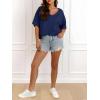 imageCicy Bell Womens Oversized Crop TShirts Summer V Neck Short Sleeve Tops Casual Loose Fit Curved Hem Boxy Tee ShirtNavy