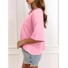 imageCicy Bell Womens Oversized Crop TShirts Summer V Neck Short Sleeve Tops Casual Loose Fit Curved Hem Boxy Tee ShirtPink