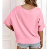imageCicy Bell Womens Oversized Crop TShirts Summer V Neck Short Sleeve Tops Casual Loose Fit Curved Hem Boxy Tee ShirtPink