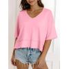 imageCicy Bell Womens Oversized Crop TShirts Summer V Neck Short Sleeve Tops Casual Loose Fit Curved Hem Boxy Tee ShirtPink