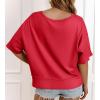 imageCicy Bell Womens Oversized Crop TShirts Summer V Neck Short Sleeve Tops Casual Loose Fit Curved Hem Boxy Tee ShirtRed