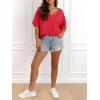 imageCicy Bell Womens Oversized Crop TShirts Summer V Neck Short Sleeve Tops Casual Loose Fit Curved Hem Boxy Tee ShirtRed