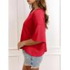 imageCicy Bell Womens Oversized Crop TShirts Summer V Neck Short Sleeve Tops Casual Loose Fit Curved Hem Boxy Tee ShirtRed