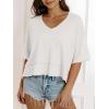 imageCicy Bell Womens Oversized Crop TShirts Summer V Neck Short Sleeve Tops Casual Loose Fit Curved Hem Boxy Tee ShirtWhite