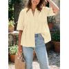 imageCicy Bell Womens Peplum Button Down Shirts Summer V Neck Half Sleeve Blouses Dressy Casual Flowy Babydoll TopsCreamy White