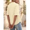 imageCicy Bell Womens Peplum Button Down Shirts Summer V Neck Half Sleeve Blouses Dressy Casual Flowy Babydoll TopsCreamy White