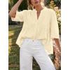 imageCicy Bell Womens Peplum Button Down Shirts Summer V Neck Half Sleeve Blouses Dressy Casual Flowy Babydoll TopsCreamy White
