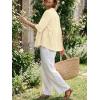 imageCicy Bell Womens Peplum Button Down Shirts Summer V Neck Half Sleeve Blouses Dressy Casual Flowy Babydoll TopsCreamy White