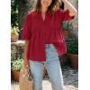 imageCicy Bell Womens Peplum Button Down Shirts Summer V Neck Half Sleeve Blouses Dressy Casual Flowy Babydoll TopsRed