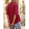 imageCicy Bell Womens Peplum Button Down Shirts Summer V Neck Half Sleeve Blouses Dressy Casual Flowy Babydoll TopsRed