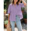 imageCicy Bell Womens Peplum Button Down Shirts Summer V Neck Half Sleeve Blouses Dressy Casual Flowy Babydoll TopsViolet