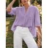 imageCicy Bell Womens Peplum Button Down Shirts Summer V Neck Half Sleeve Blouses Dressy Casual Flowy Babydoll TopsViolet