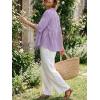 imageCicy Bell Womens Peplum Button Down Shirts Summer V Neck Half Sleeve Blouses Dressy Casual Flowy Babydoll TopsViolet