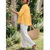 imageCicy Bell Womens Peplum Button Down Shirts Summer V Neck Half Sleeve Blouses Dressy Casual Flowy Babydoll TopsYellow