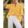 imageCicy Bell Womens Peplum Button Down Shirts Summer V Neck Half Sleeve Blouses Dressy Casual Flowy Babydoll TopsYellow