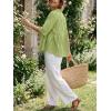 imageCicy Bell Womens Peplum Button Down Shirts Summer V Neck Half Sleeve Blouses Dressy Casual Flowy Babydoll TopsYellow Green
