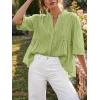 imageCicy Bell Womens Peplum Button Down Shirts Summer V Neck Half Sleeve Blouses Dressy Casual Flowy Babydoll TopsYellow Green