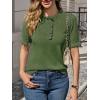 imageCicy Bell Womens Puff Short Sleeve Sweater Tops Ruffle Henley Neck Spring Summer Pullover Dressy Casual Knit ShirtsArmy Green