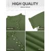 imageCicy Bell Womens Puff Short Sleeve Sweater Tops Ruffle Henley Neck Spring Summer Pullover Dressy Casual Knit ShirtsArmy Green