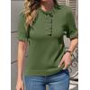 imageCicy Bell Womens Puff Short Sleeve Sweater Tops Ruffle Henley Neck Spring Summer Pullover Dressy Casual Knit ShirtsArmy Green
