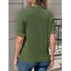imageCicy Bell Womens Puff Short Sleeve Sweater Tops Ruffle Henley Neck Spring Summer Pullover Dressy Casual Knit ShirtsArmy Green