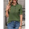 imageCicy Bell Womens Puff Short Sleeve Sweater Tops Ruffle Henley Neck Spring Summer Pullover Dressy Casual Knit ShirtsArmy Green
