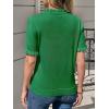 imageCicy Bell Womens Puff Short Sleeve Sweater Tops Ruffle Henley Neck Spring Summer Pullover Dressy Casual Knit ShirtsGreen