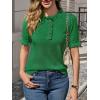 imageCicy Bell Womens Puff Short Sleeve Sweater Tops Ruffle Henley Neck Spring Summer Pullover Dressy Casual Knit ShirtsGreen