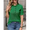 imageCicy Bell Womens Puff Short Sleeve Sweater Tops Ruffle Henley Neck Spring Summer Pullover Dressy Casual Knit ShirtsGreen