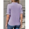 imageCicy Bell Womens Puff Short Sleeve Sweater Tops Ruffle Henley Neck Spring Summer Pullover Dressy Casual Knit ShirtsPale Purple