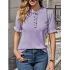 imageCicy Bell Womens Puff Short Sleeve Sweater Tops Ruffle Henley Neck Spring Summer Pullover Dressy Casual Knit ShirtsPale Purple