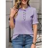 imageCicy Bell Womens Puff Short Sleeve Sweater Tops Ruffle Henley Neck Spring Summer Pullover Dressy Casual Knit ShirtsPale Purple