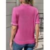 imageCicy Bell Womens Puff Short Sleeve Sweater Tops Ruffle Henley Neck Spring Summer Pullover Dressy Casual Knit ShirtsRose Red