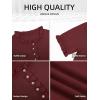 imageCicy Bell Womens Puff Short Sleeve Sweater Tops Ruffle Henley Neck Spring Summer Pullover Dressy Casual Knit ShirtsWine Red