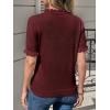 imageCicy Bell Womens Puff Short Sleeve Sweater Tops Ruffle Henley Neck Spring Summer Pullover Dressy Casual Knit ShirtsWine Red