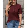 imageCicy Bell Womens Puff Short Sleeve Sweater Tops Ruffle Henley Neck Spring Summer Pullover Dressy Casual Knit ShirtsWine Red