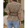 imageCicy Bell Womens Puff Sleeve Tie Front Tops Summer Babydoll Peplum V Neck Blouse Casual Dressy Pleated Floral Print ShirtsLeopard Print