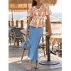 imageCicy Bell Womens Puff Sleeve Tie Front Tops Summer Babydoll Peplum V Neck Blouse Casual Dressy Pleated Floral Print ShirtsOrange
