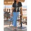 imageCicy Bell Womens Puff Sleeve Tie Front Tops Summer Babydoll Peplum V Neck Blouse Casual Dressy Pleated Floral Print ShirtsPolka Dot