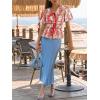 imageCicy Bell Womens Puff Sleeve Tie Front Tops Summer Babydoll Peplum V Neck Blouse Casual Dressy Pleated Floral Print ShirtsRed