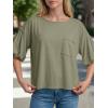 imageCicy Bell Womens Puff Sleeve Tops Crew Neck Drop Shoulder Pocket TShirt Summer Casual Tees Loose Fit BlouseArmy Green