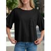 imageCicy Bell Womens Puff Sleeve Tops Crew Neck Drop Shoulder Pocket TShirt Summer Casual Tees Loose Fit BlouseBlack
