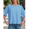 imageCicy Bell Womens Puff Sleeve Tops Crew Neck Drop Shoulder Pocket TShirt Summer Casual Tees Loose Fit BlouseBlue